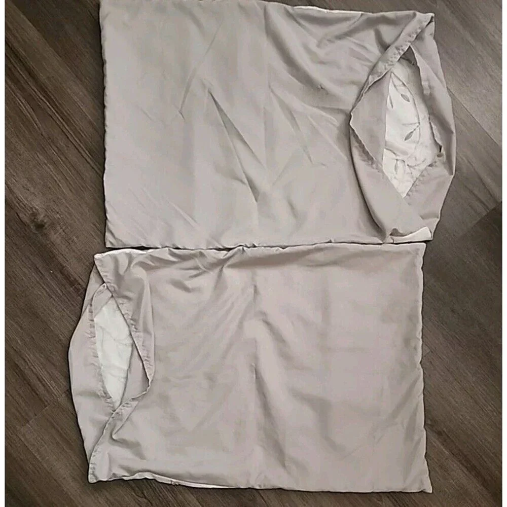 Pillow Covers White Brown Embroidered Quilted 20x26 Standard Pillowcase